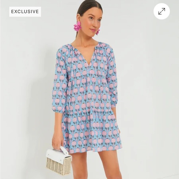 SZ Blockprints Tuckernuck Priya Dress Liberty Pink Floral Cotton Size Large - Picture 5 of 9